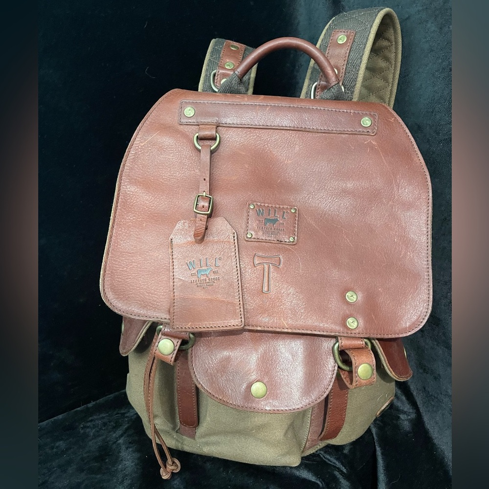 WILL LEATHER GOODS Leather and Canvas Backpack